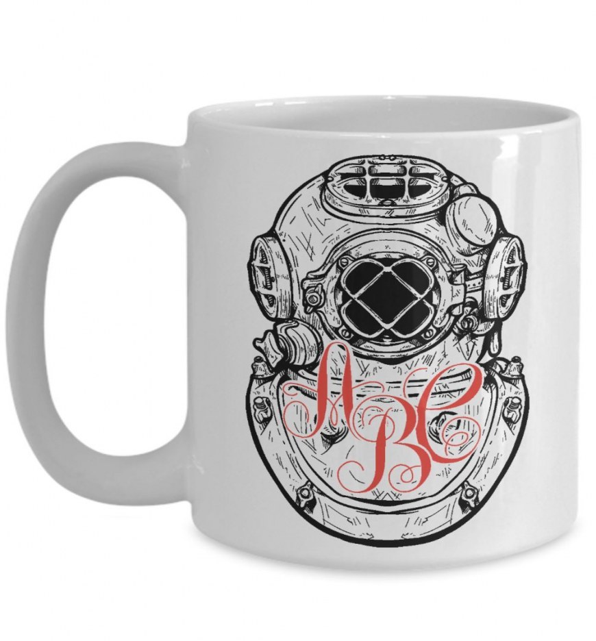  Mug Design Ideas Diver Personalized Monogrammed Coffee Tea Cup Gift Idea For
